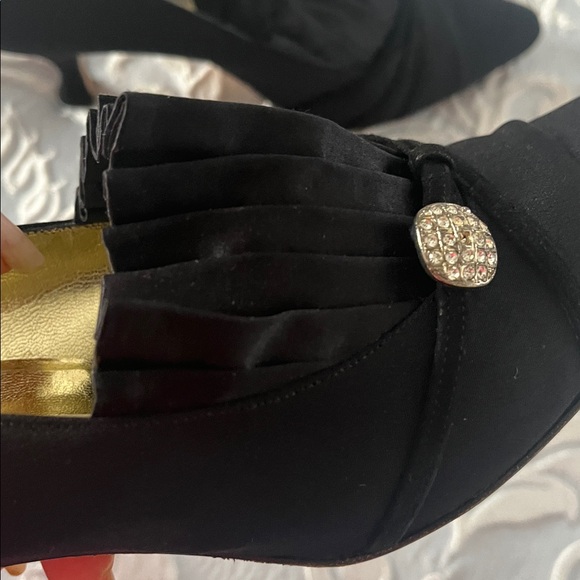 Manolo Blahnik Black Heels with Pleated Silk - Picture 7 of 12